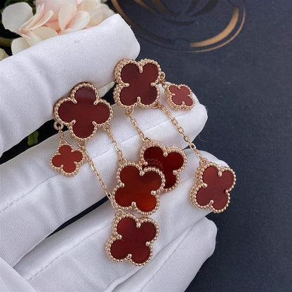[Lumi Jewelry]CLOVER EARRINGS CARNELIAN 4 MOTIFS PINK GOLD