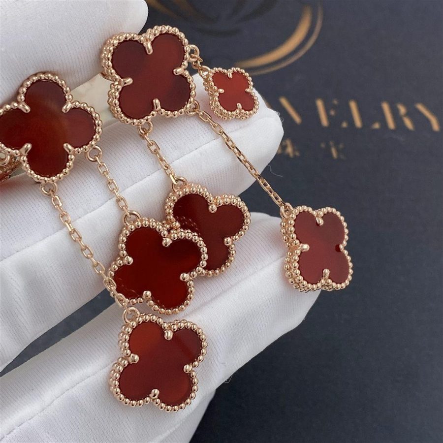 [Lumi Jewelry]CLOVER EARRINGS CARNELIAN 4 MOTIFS PINK GOLD