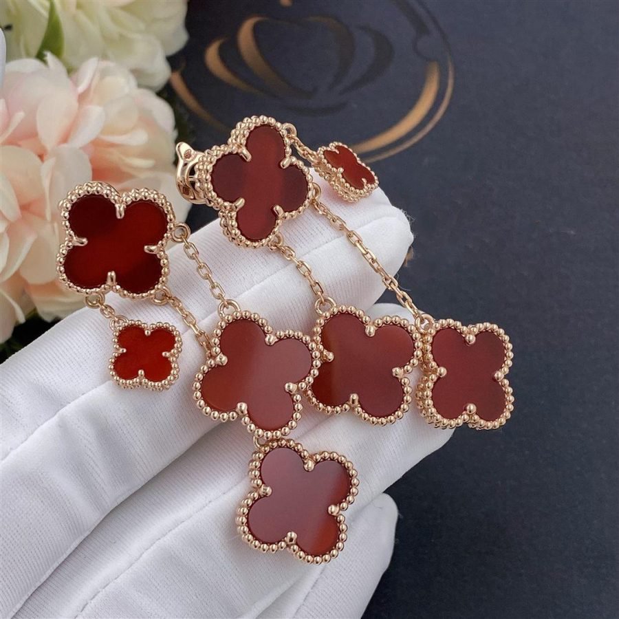 [Lumi Jewelry]CLOVER EARRINGS CARNELIAN 4 MOTIFS PINK GOLD