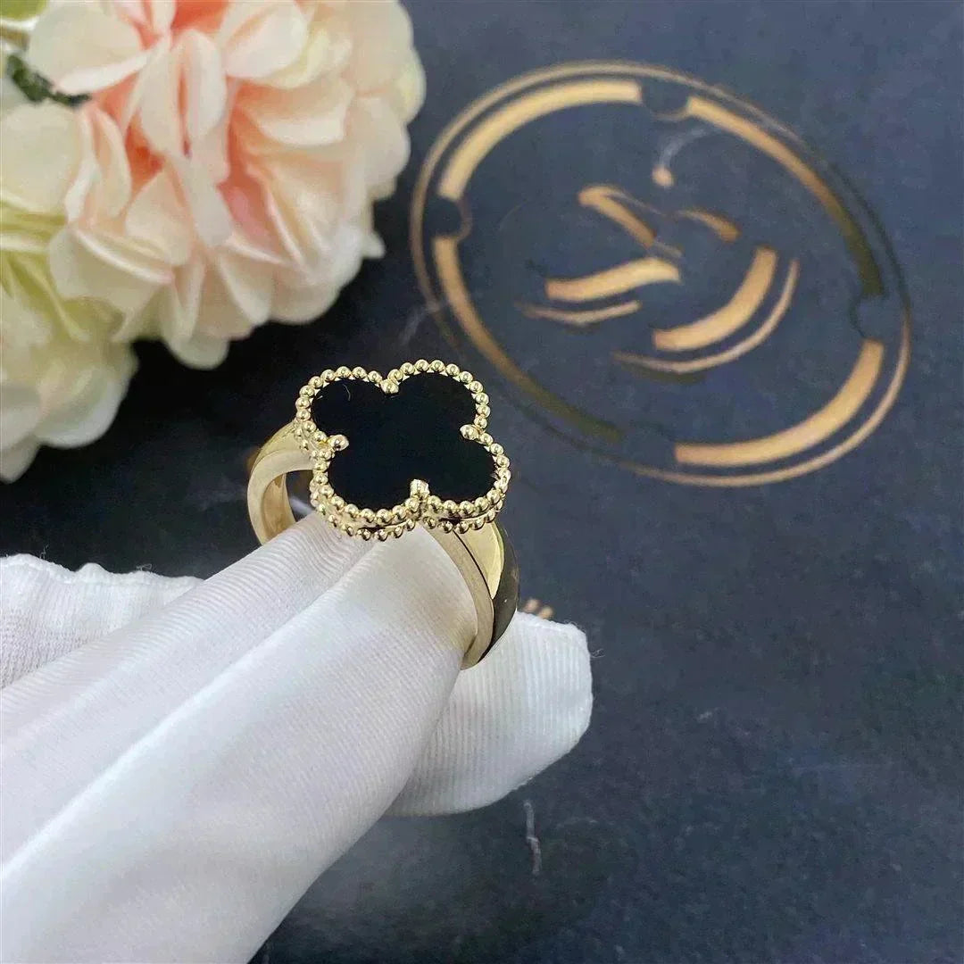 [Lumi Jewelry]CLOVER ONYX RING