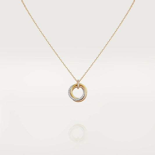 [Lumi Jewelry]TRINITY NECKLACE SILVER GOLD PINK GOLD DIAMONDS