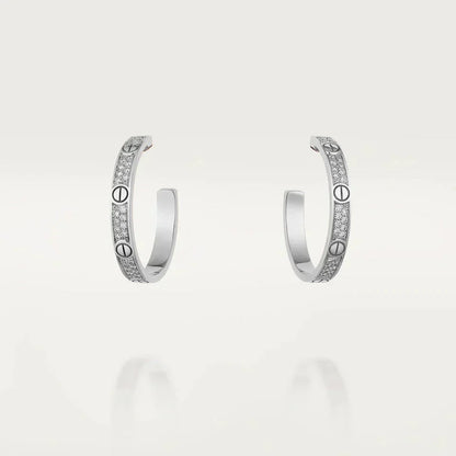[Lumi Jewelry]LOVE DIAMOND SILVER HOOP EARRINGS