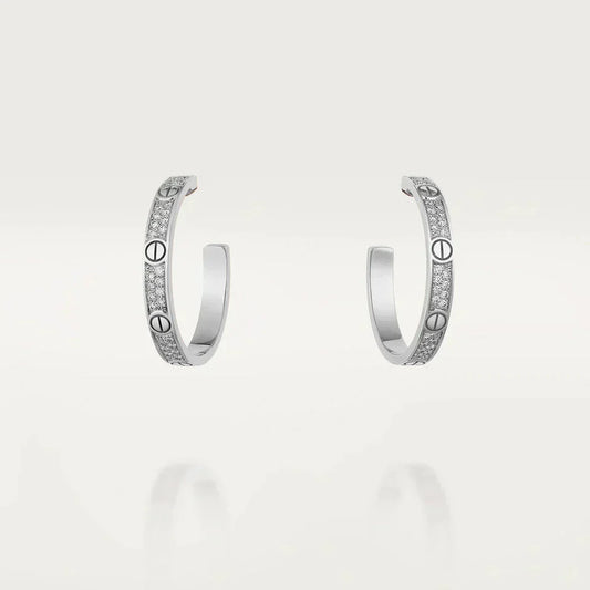 [Lumi Jewelry]LOVE DIAMOND SILVER HOOP EARRINGS