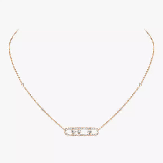 [Lumi Jewelery] Move Pave_ Rose Gold Diamond Necklace