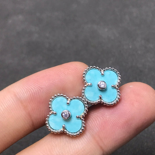 [Lumi Jewelry]CLOVER 1 DIAMOND BLUE SKY SILVER EARRINGS