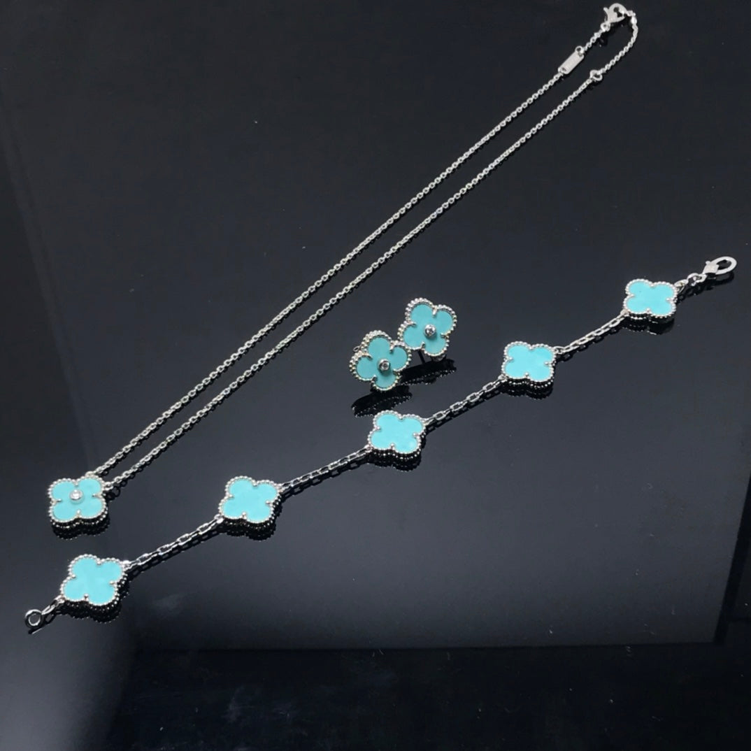 [Lumi Jewelry]CLOVER 1 DIAMOND BLUE SKY SILVER EARRINGS