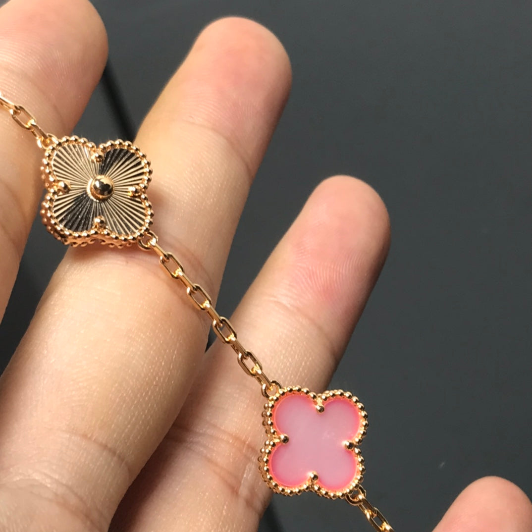 [Lumi Jewelry]CLOVER BRACELET 5 MOTIF PINK AND PINK GOLD