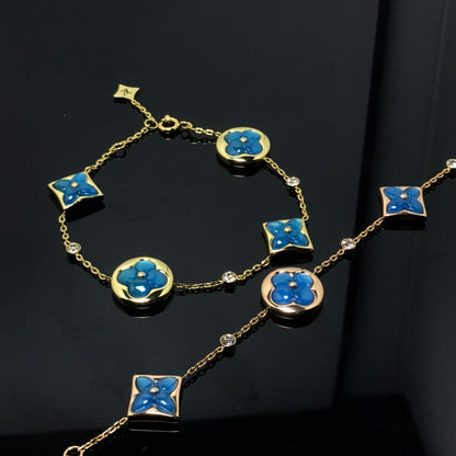 [Lumi Jewelry]STAR AND SUN 4 MOTIF BLUE BRACELET