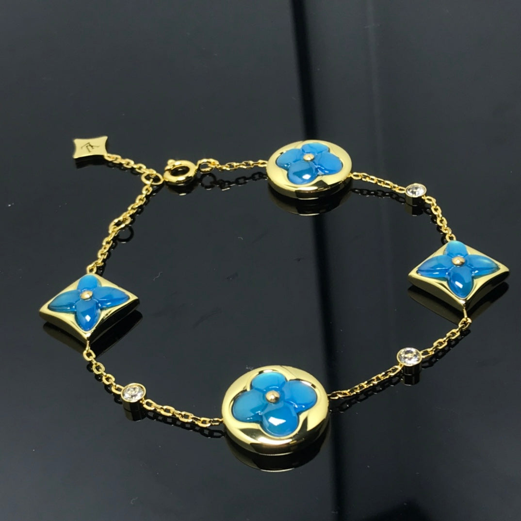 [Lumi Jewelry]STAR AND SUN 4 MOTIF BLUE BRACELET