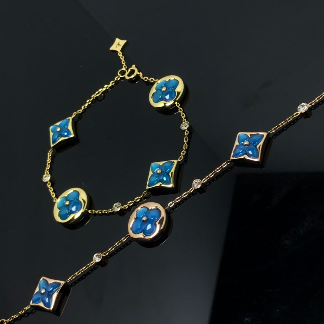 [Lumi Jewelry]STAR AND SUN 4 MOTIF BLUE BRACELET