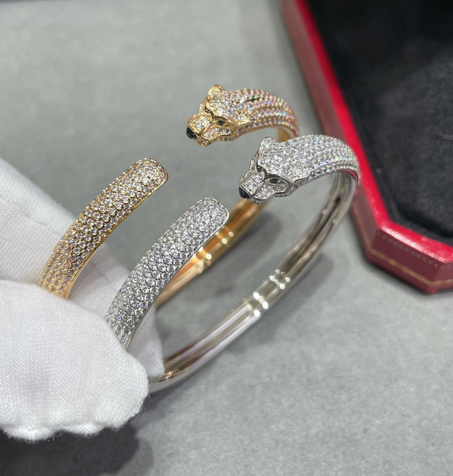[Lumi Jewelry]PANTHERE FULL DIAMOND OPEN BRACELET