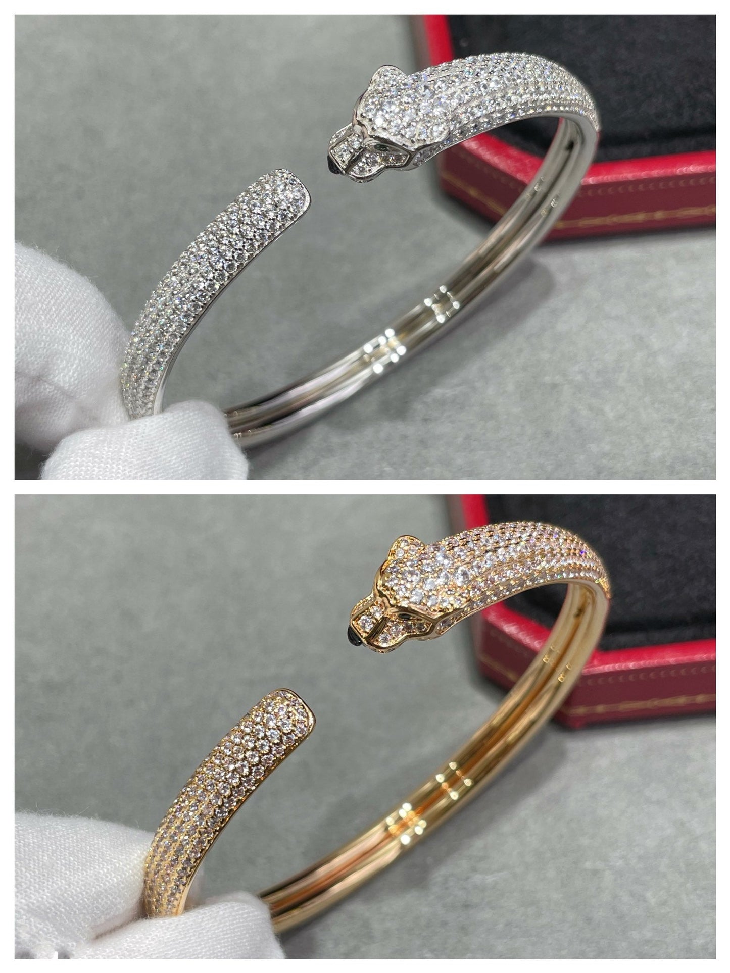 [Lumi Jewelry]PANTHERE FULL DIAMOND OPEN BRACELET