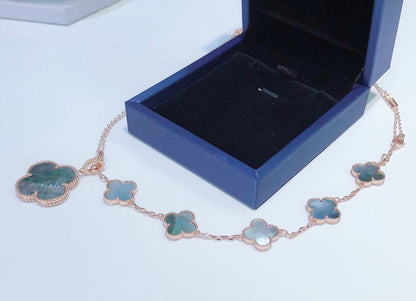 [Lumi Jewelry]COMBINED BRACELET 5 MOTIFS AND NECKLACE DARK MOP ROSE GOLD