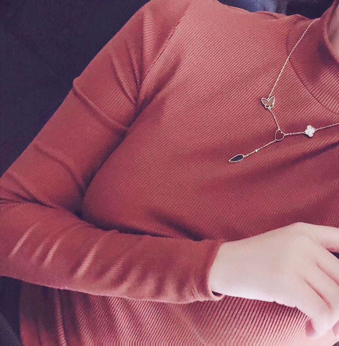 [Lumi Jewelry]LUCKY SPRING 4 MOTIFS ROSE GOLD NECKLACE