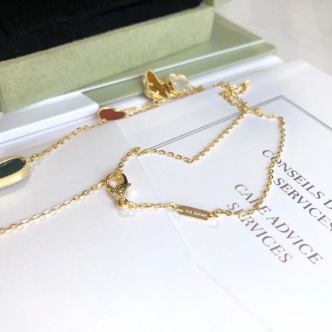 [Lumi Jewelry]LUCKY SPRING 4 MOTIFS ROSE GOLD NECKLACE