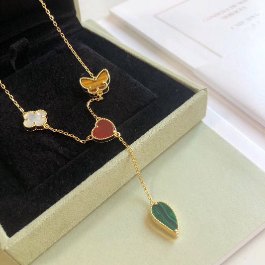 [Lumi Jewelry]LUCKY SPRING 4 MOTIFS ROSE GOLD NECKLACE