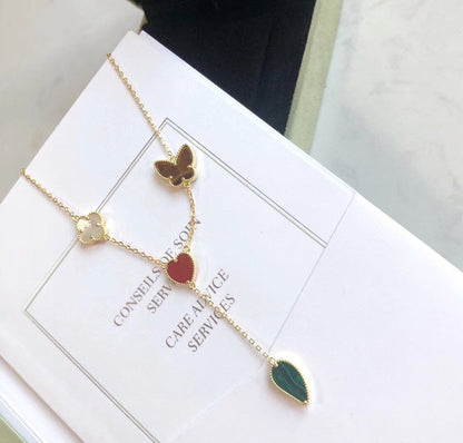 [Lumi Jewelry]LUCKY SPRING 4 MOTIFS ROSE GOLD NECKLACE