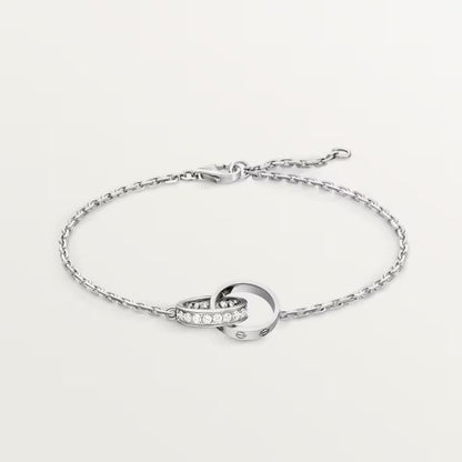 [Lumi Jewelry]LOVE DOUBLE RING HALF DIAMOND BRACELET