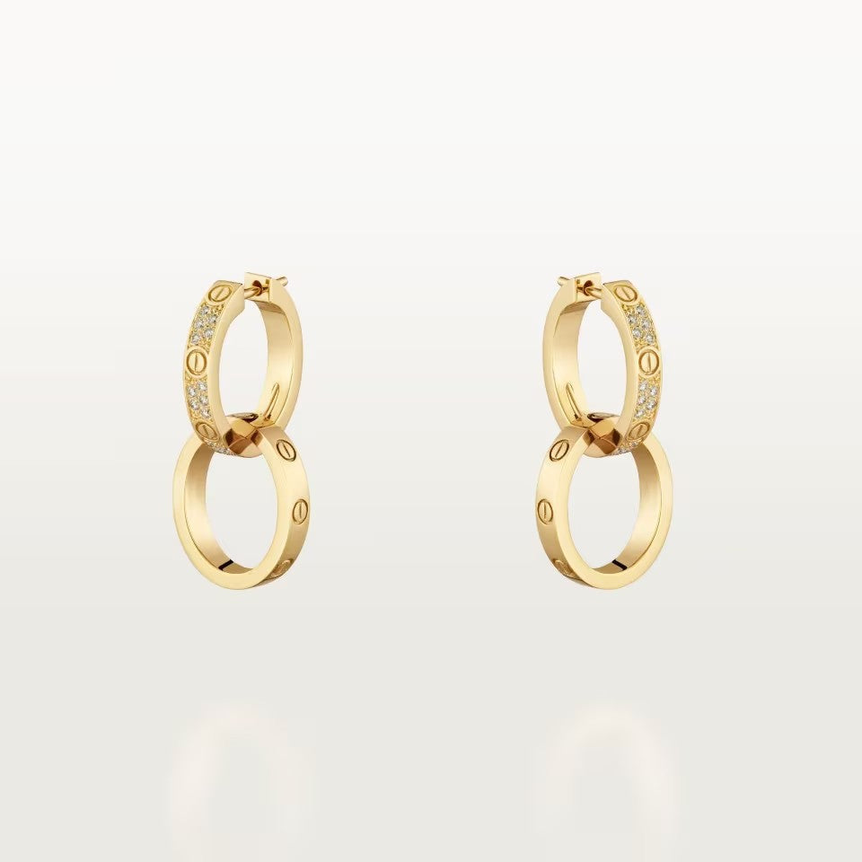 [Lumi Jewelry]LOVE 3.3MM DANGLE HALF DIAMOND EARRINGS