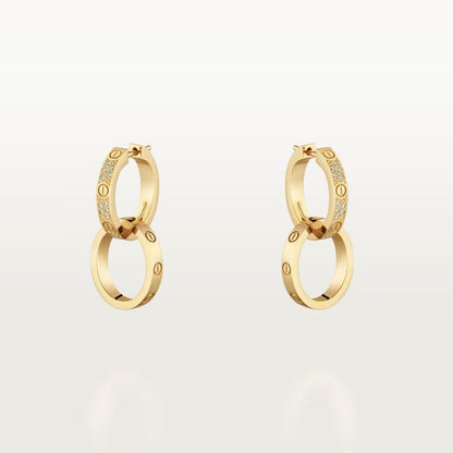 [Lumi Jewelry]LOVE 3.3MM DANGLE HALF DIAMOND EARRINGS