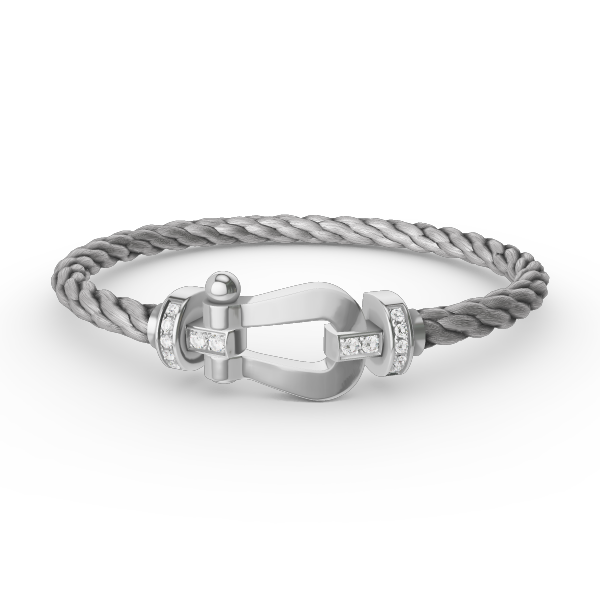 [Lumi Jewelry]FORCE LARGE HORSESHOE HALF DIAMOND BRACELET SILVER