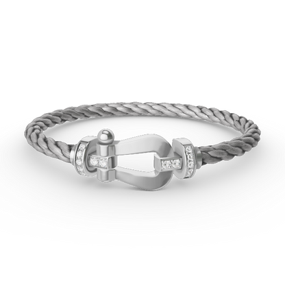 [Lumi Jewelry]FORCE LARGE HORSESHOE HALF DIAMOND BRACELET SILVER
