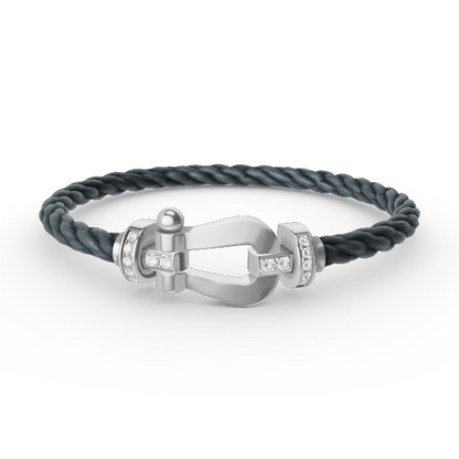 [Lumi Jewelry]FORCE LARGE HORSESHOE HALF DIAMOND BRACELET SILVER