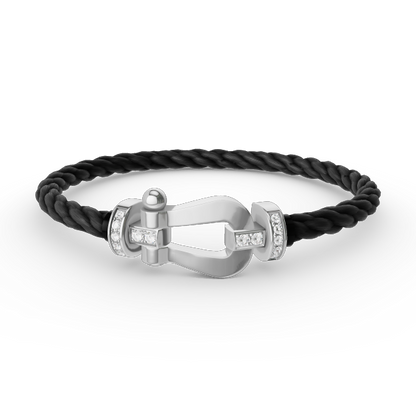 [Lumi Jewelry]FORCE LARGE HORSESHOE HALF DIAMOND BRACELET SILVER
