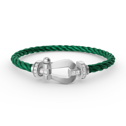 [Lumi Jewelry]FORCE LARGE HORSESHOE HALF DIAMOND BRACELET SILVER
