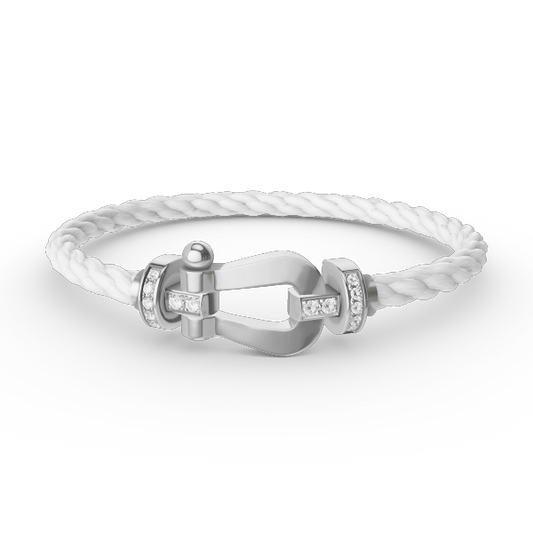 [Lumi Jewelry]FORCE LARGE HORSESHOE HALF DIAMOND BRACELET SILVER