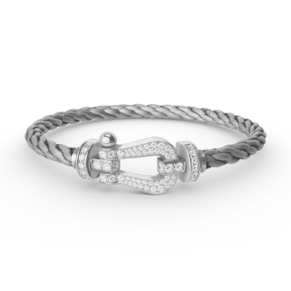 [Lumi Jewelry]FORCE LARGE HORSESHOE FULL DIAMOND BRACELET SILVER