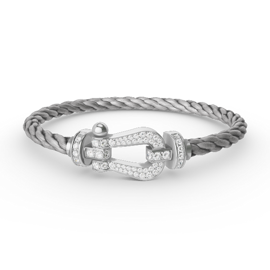 [Lumi Jewelry]FORCE LARGE HORSESHOE FULL DIAMOND BRACELET SILVER