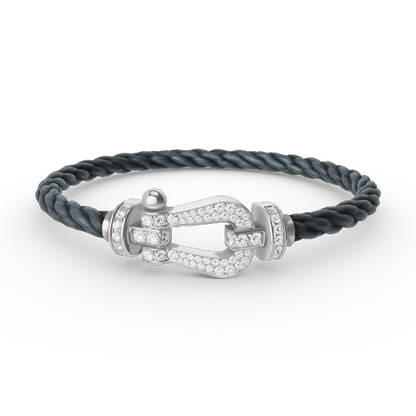 [Lumi Jewelry]FORCE LARGE HORSESHOE FULL DIAMOND BRACELET SILVER
