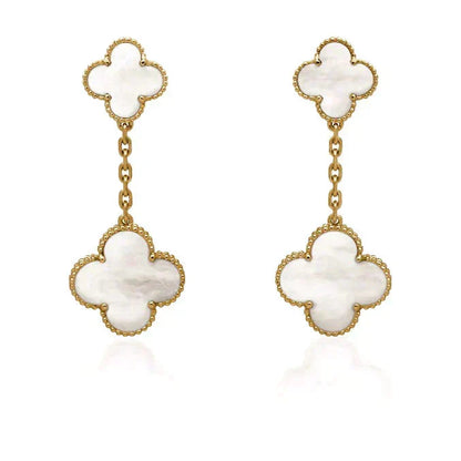 [Lumi Jewelry]CLOVER 2 MOTIF WHITE MOP EARRINGS