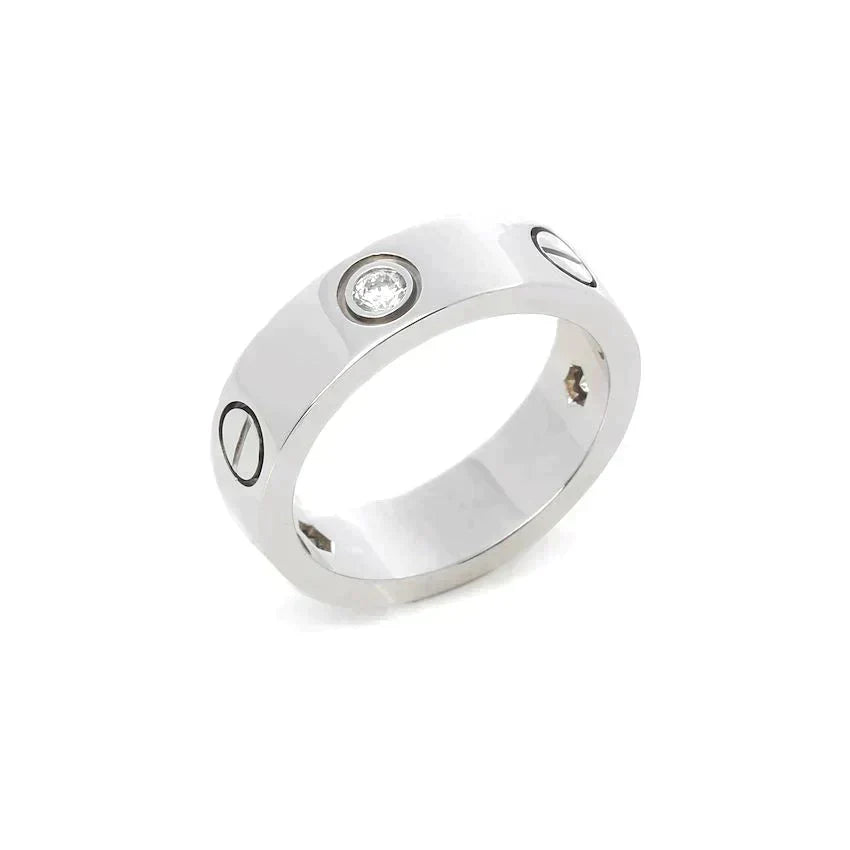 [Lumi Jewelry]LOVE RING 5.5MM 3 DIAMONDS SILVER