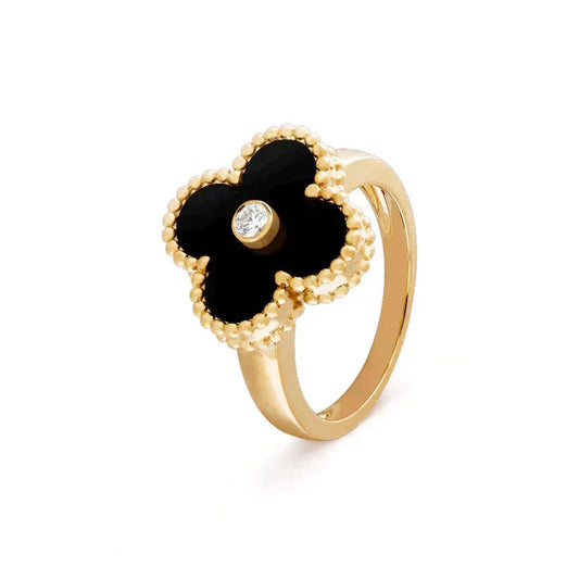 [Lumi Jewelry]CLOVER ONYX RING GOLD DIAMOND