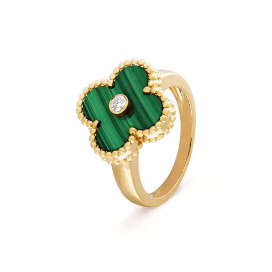[Lumi Jewelry]CLOVER MALACHITE RING GOLD DIAMOND