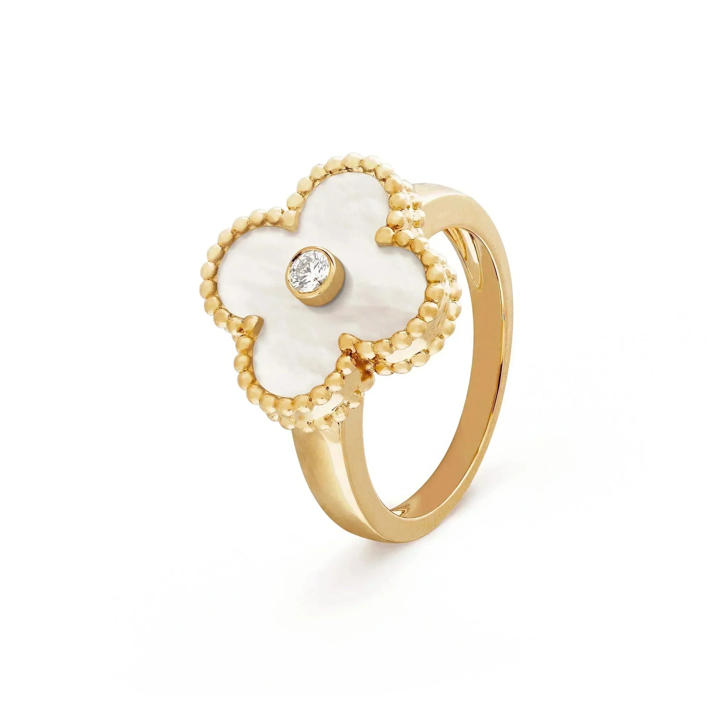 [Lumi Jewelry]CLOVER PINK MOP RING GOLD DIAMOND