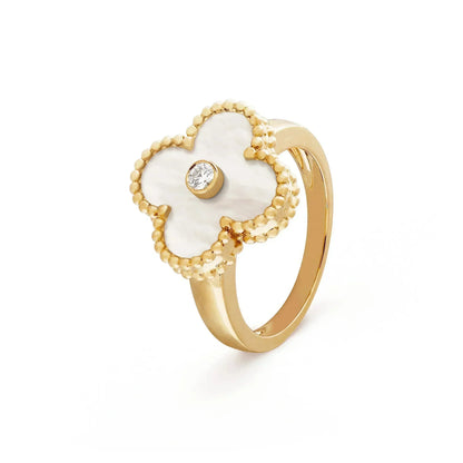 [Lumi Jewelry]CLOVER PINK MOP RING GOLD DIAMOND