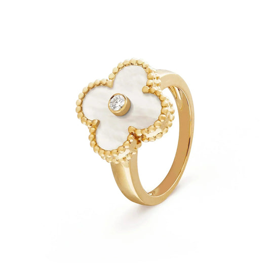 [Lumi Jewelry]CLOVER PINK MOP RING GOLD DIAMOND
