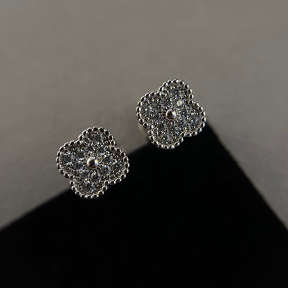 [Lumi Jewelry]CLOVER MINI DIAMOND STUD EARRINGS