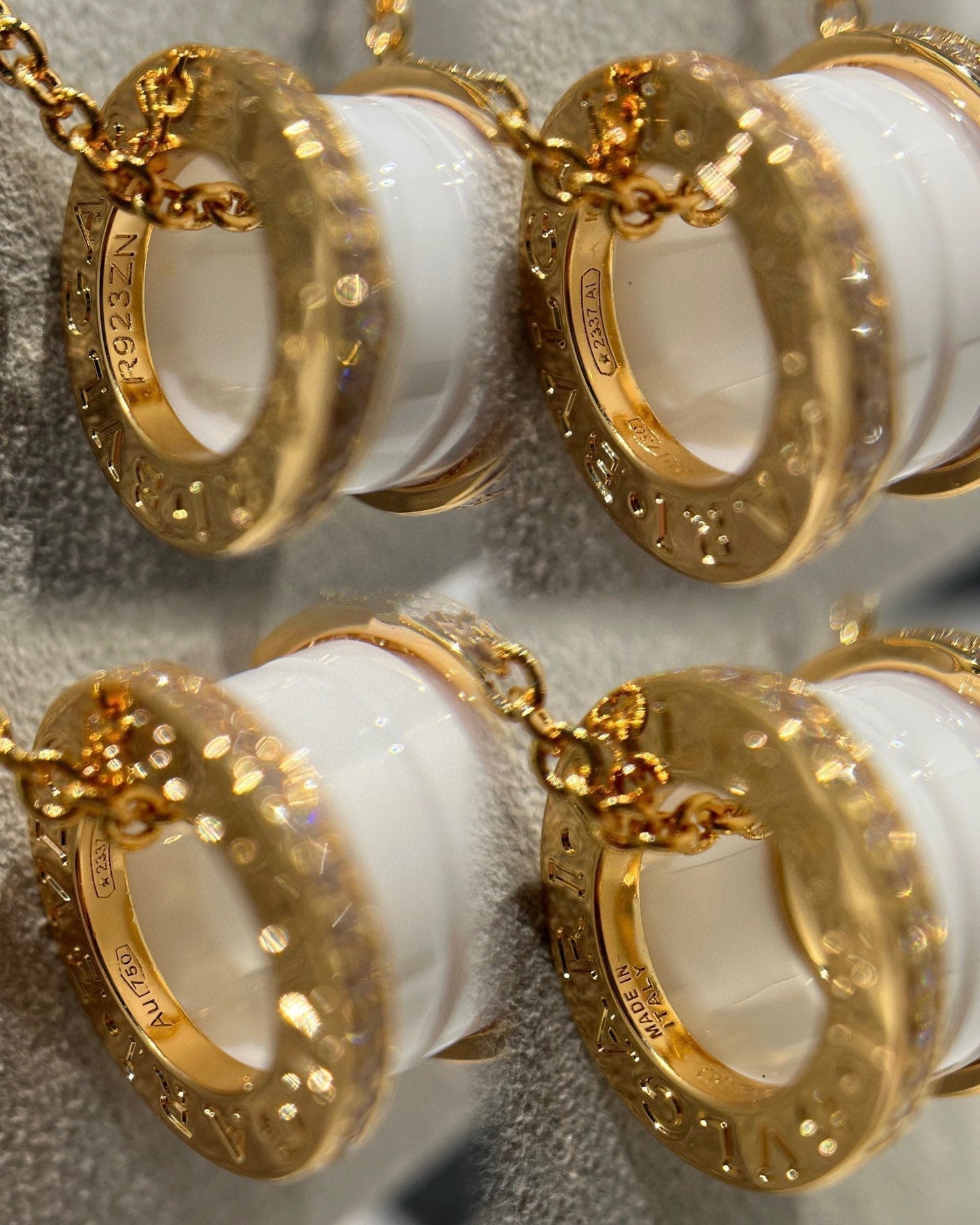 [Lumi Jewelry]ZERO 1 WHITE CERAMIC DIAMOND PINK GOLD NECKLACE
